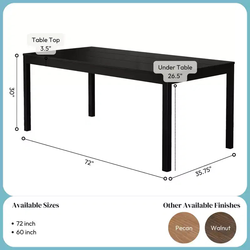Now Furniture 72 Tavolo da pranzo in legno per 6 persone, Tavolo da cucina rettangolare