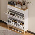 GDFStudio Roger Freestanding 2 Flip Doors Wood Shoe Cabinet with Adjustable Shelf and 2-Drawer