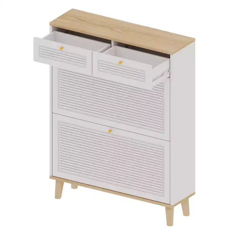 GDFStudio Roger Scarpiera in Legno Autoportante a 2 Ante Basculanti con Ripiano Regolabile e 2 Cassetti