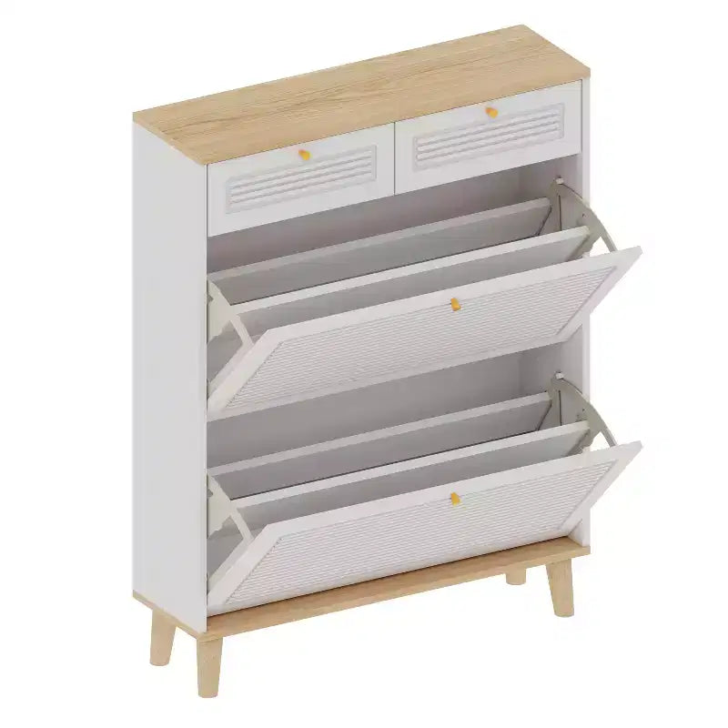 GDFStudio Roger Scarpiera in Legno Autoportante a 2 Ante Basculanti con Ripiano Regolabile e 2 Cassetti