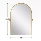 Specchio da bagno ad arco 31x24 con accessori, specchio da parete girevole in ferro, specchio da parete montato a parete per camera da letto, soggiorno, ingresso, oro
