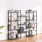 VEVOR Scaffale Triplo in Metallo, Libreria Industriale a 11 Ripiani, Ampia Libreria Rustica Vintage con Ripiani Aperti, Scaffalatura Espositiva Indipendente