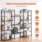 VEVOR Scaffale Triplo in Metallo, Libreria Industriale a 11 Ripiani, Ampia Libreria Rustica Vintage con Ripiani Aperti, Scaffalatura Espositiva Indipendente