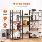 VEVOR Scaffale Triplo in Metallo, Libreria Industriale a 11 Ripiani, Ampia Libreria Rustica Vintage con Ripiani Aperti, Scaffalatura Espositiva Indipendente