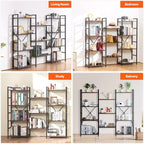VEVOR Scaffale Triplo in Metallo, Libreria Industriale a 11 Ripiani, Ampia Libreria Rustica Vintage con Ripiani Aperti, Scaffalatura Espositiva Indipendente