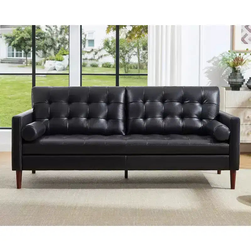 Divano moderno in vera pelle AMERLIFE Mid-Century, comodo divano per il soggiorno