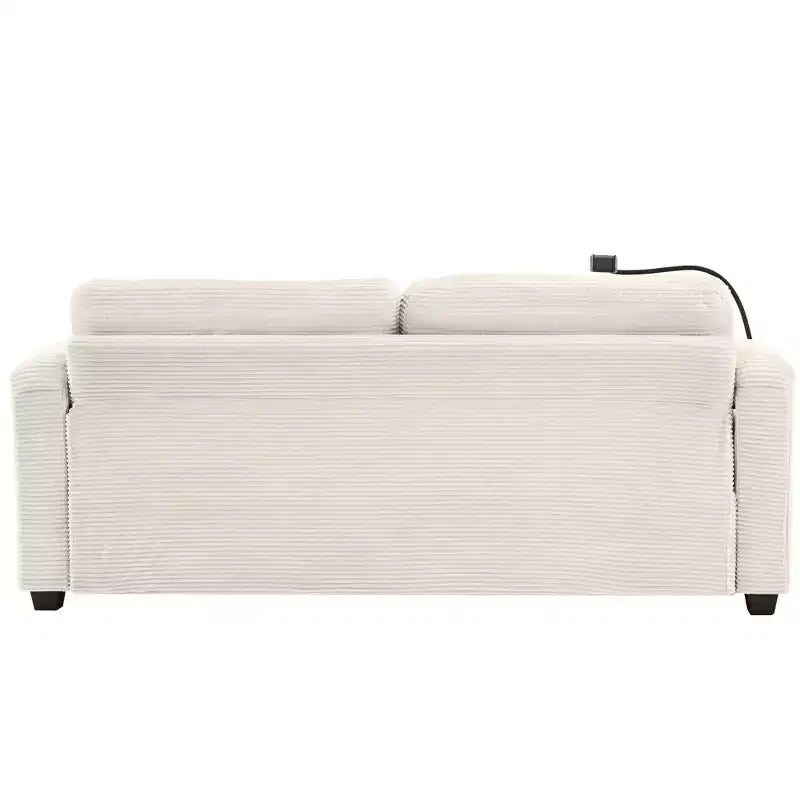 Divanetto trasformabile in velluto a coste Whisen 72.8 con materasso, porte USB e contenitore