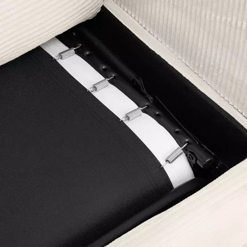 Divanetto trasformabile in velluto a coste Whisen 72.8 con materasso, porte USB e contenitore