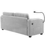 Divanetto trasformabile in velluto a coste Whisen 72.8 con materasso, porte USB e contenitore