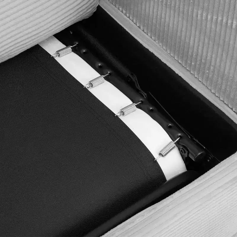 Divanetto trasformabile in velluto a coste Whisen 72.8 con materasso, porte USB e contenitore