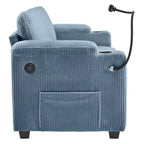 Divanetto trasformabile in velluto a coste Whisen 72.8 con materasso, porte USB e contenitore