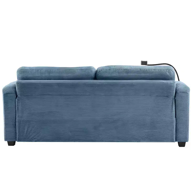 Divanetto trasformabile in velluto a coste Whisen 72.8 con materasso, porte USB e contenitore