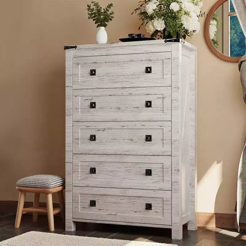 Comò per camera da letto, cassettiera ampia in legno rustico stile fattoria, organizer con cassetti per camera da letto, soggiorno, corridoio
