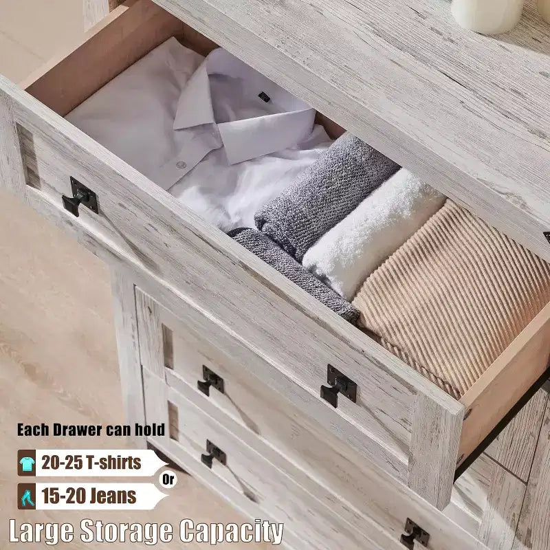 Comò per camera da letto, cassettiera ampia in legno rustico stile fattoria, organizer con cassetti per camera da letto, soggiorno, corridoio