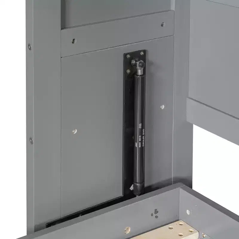 Letto a scomparsa matrimoniale Whisen con armadietto superiore, mensole, letto pieghevole salvaspazio con luce e USB