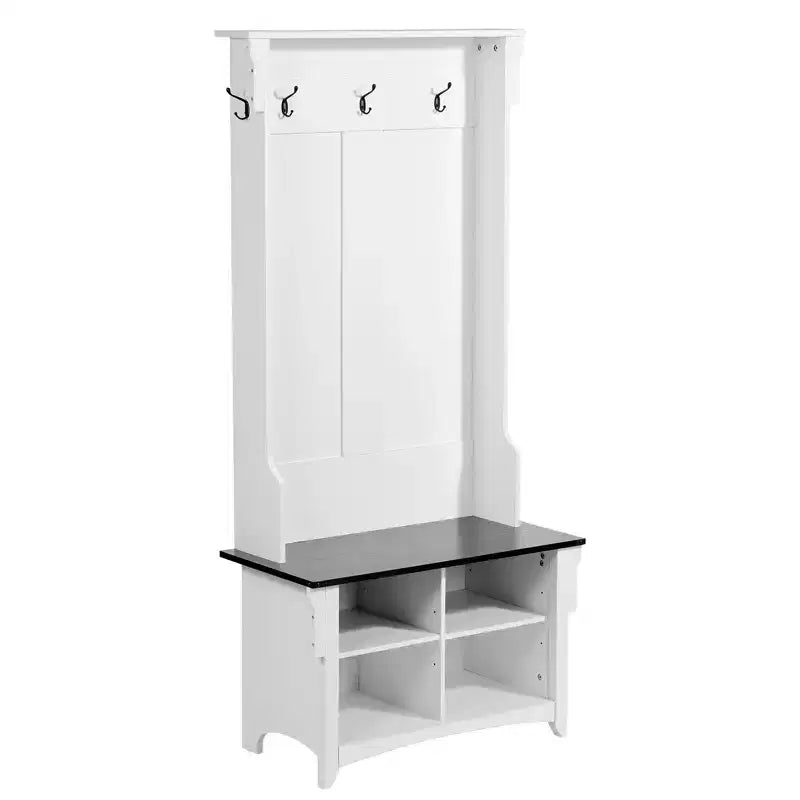 VEVOR Hall Tree Entryway Bench, Coat Rack with Shoe Storage, 32 Wide Mudroom bench with Storage and Seating, Adjustable Shelves and 5 Hanging Hooks