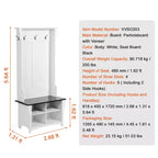 VEVOR Ingresso con appendiabiti e scarpiera, panca da 81 cm per mudroom con portaoggetti e seduta, ripiani regolabili e 5 ganci appendiabiti