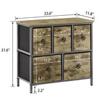 Cassettiera in legno VECELO a 5 cassetti, comodino/tavolino per soggiorno o camera da letto, maniglia a strappo, grigio
