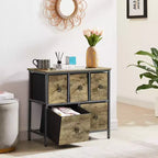 Cassettiera in legno VECELO a 5 cassetti, comodino/tavolino per soggiorno o camera da letto, maniglia a strappo, grigio