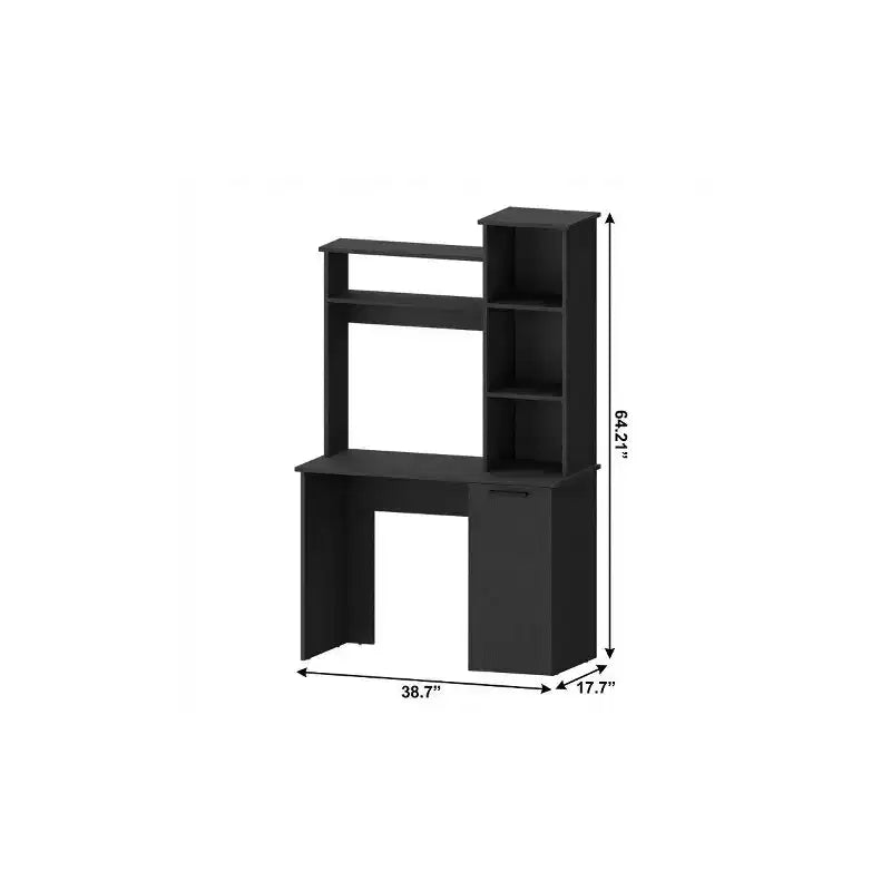 HomeRoots Scrivania per computer nera da 39 pollici con credenza