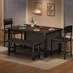 Set da pranzo in legno per 4 persone con panca e 2 sedie imbottite, ideale per piccoli spazi, appartamenti e case, facile da montare