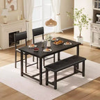 Set da pranzo in legno per 4 persone con panca e 2 sedie imbottite, ideale per piccoli spazi, appartamenti e case, facile da montare