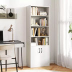 Libreria Costway 70 con ripiani regolabili e armadietto a 2 ante, scaffale multiuso espositivo, bianco/naturale/nero/grigio