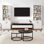 Libreria Costway 70 con ripiani regolabili e armadietto a 2 ante, scaffale multiuso espositivo, bianco/naturale/nero/grigio