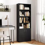 Libreria Costway 70 con ripiani regolabili e armadietto a 2 ante, scaffale multiuso espositivo, bianco/naturale/nero/grigio