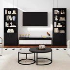 Libreria Costway 70 con ripiani regolabili e armadietto a 2 ante, scaffale multiuso espositivo, bianco/naturale/nero/grigio