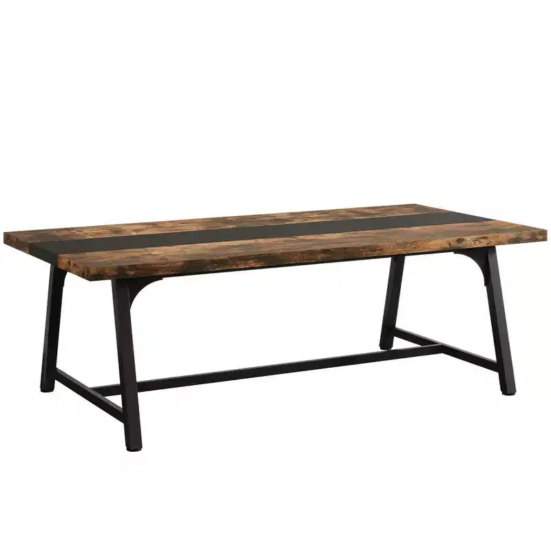 MAYEERTY 71 pollici Tavolo da pranzo da 6-8 persone, Tavolo multifunzionale rustico marrone e nero per cucina, ufficio e conferenze