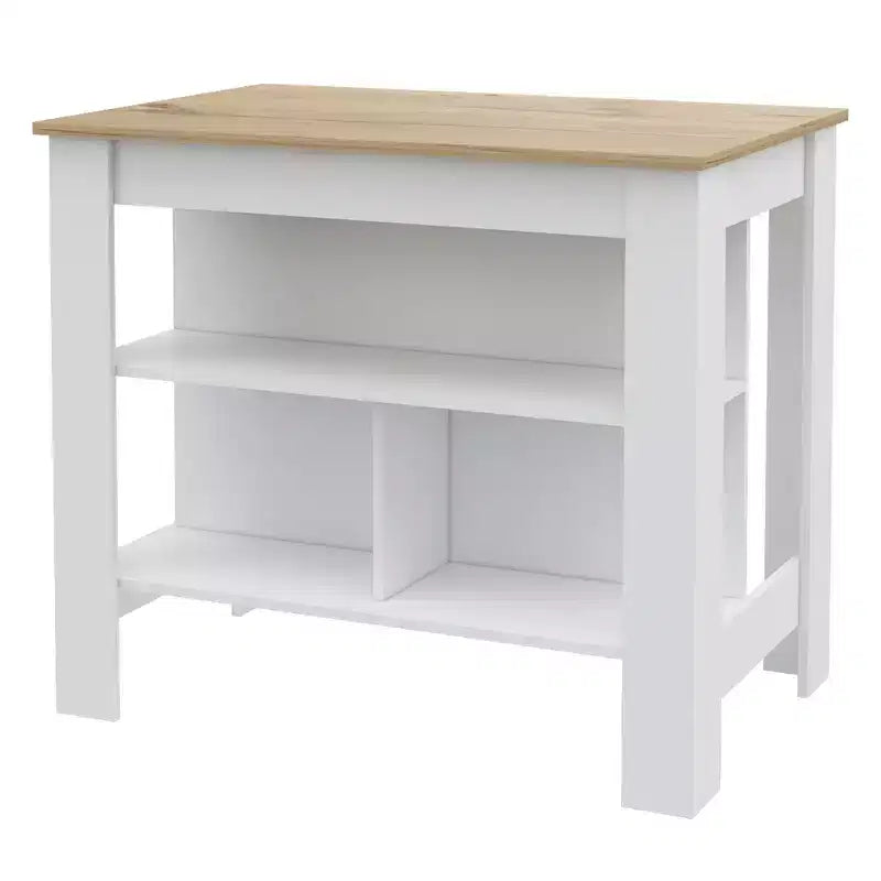 HomeRoots Isola da Cucina Bianca e Rovere 41 con Contenitore