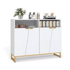 Costway 40 Buffet Storage Cabinet with 4 Doors & Adjustable Shelves Anti-Tipping Kits