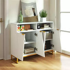 Costway Mobile Credenza da Cucina, 40" Armadietto Dispensa con 4 Ante, Scaffali Regolabili e Dispositivo Anti-ribaltamento