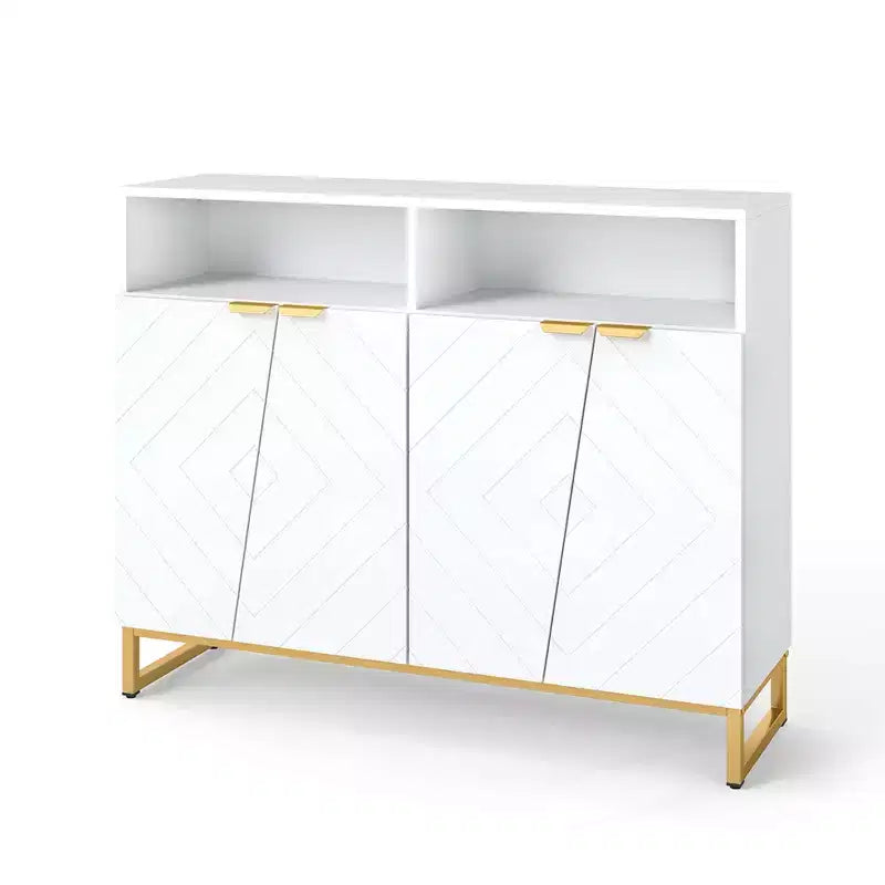 Costway Mobile Credenza da Cucina, 40" Armadietto Dispensa con 4 Ante, Scaffali Regolabili e Dispositivo Anti-ribaltamento