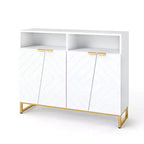 Costway Mobile Credenza da Cucina, 40" Armadietto Dispensa con 4 Ante, Scaffali Regolabili e Dispositivo Anti-ribaltamento