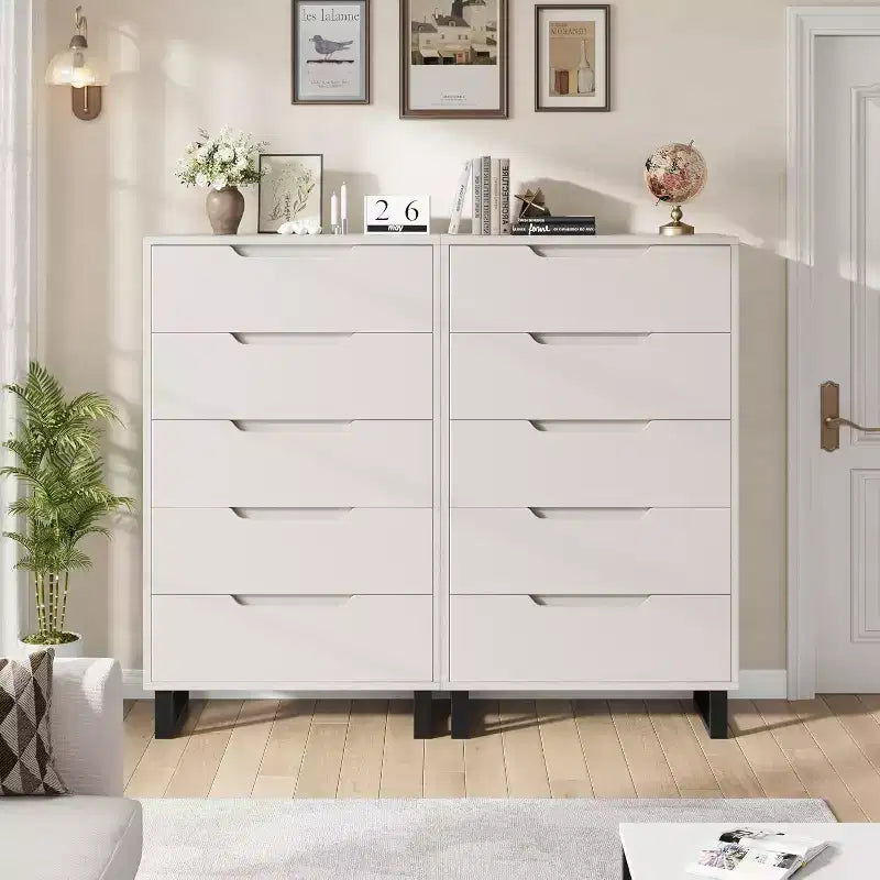 Cassettiera a cinque cassetti da 35,4 pollici, materiale PB+MDF+metallo, cinque cassetti portaoggetti, altezza regolabile, stile moderno-semplice e rustico