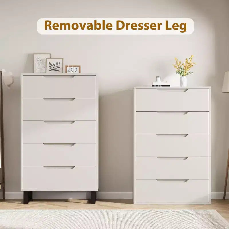 Cassettiera a cinque cassetti da 35,4 pollici, materiale PB+MDF+metallo, cinque cassetti portaoggetti, altezza regolabile, stile moderno-semplice e rustico