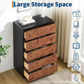 5-7 Drawers Dresser,Modern Chest of Drawers with Natural Texture, Curved Profile Design, Dresser TV Stand, Wood Drawer Organizer,Natural Oak