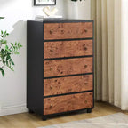 Cassettiera a 5-7 cassetti, cassettiera moderna con texture naturale, design a profilo curvo, mobile TV, organizer in legno, rovere naturale
