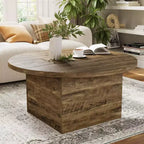 Tavolino da caffè rotondo Dyonery, in legno composito, 89 cm, per soggiorno, tavolino da tè/cocktail basso, bianco