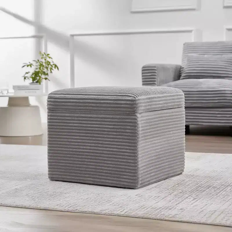LIKEPAY Pouf/Contenitore quadrato in velluto a coste con coperchio rimovibile