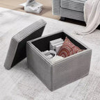 LIKEPAY Pouf/Contenitore quadrato in velluto a coste con coperchio rimovibile