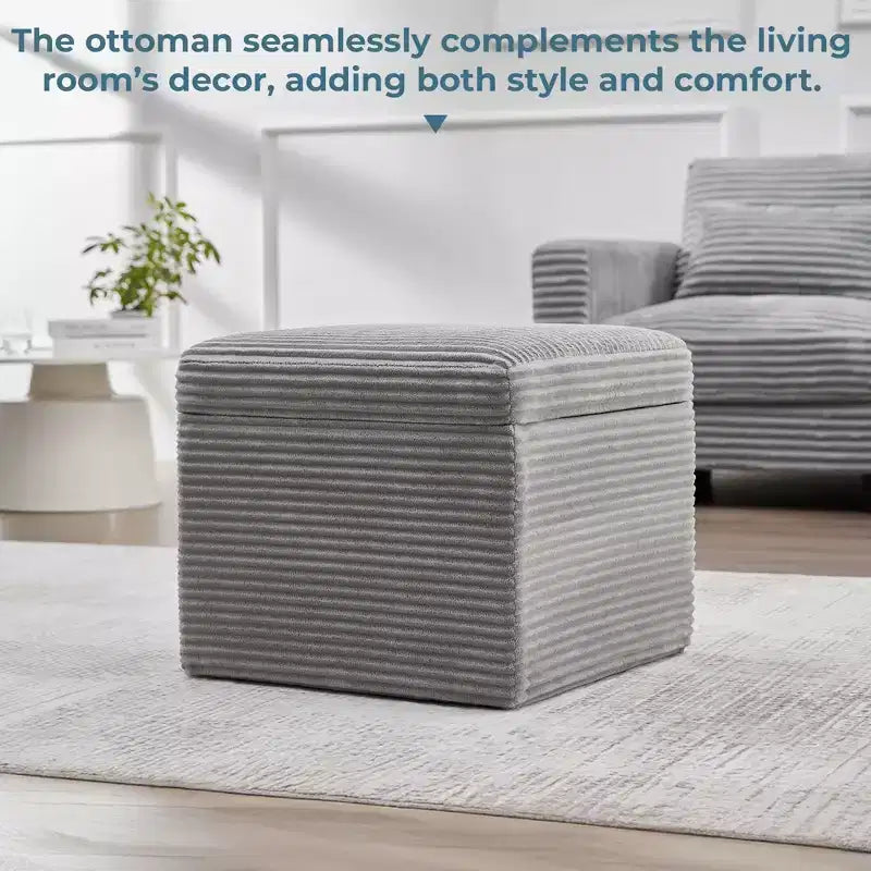 LIKEPAY Pouf/Contenitore quadrato in velluto a coste con coperchio rimovibile