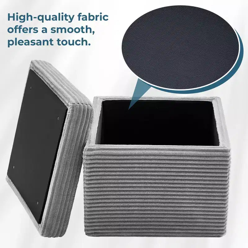 LIKEPAY Pouf/Contenitore quadrato in velluto a coste con coperchio rimovibile