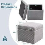 LIKEPAY Pouf/Contenitore quadrato in velluto a coste con coperchio rimovibile