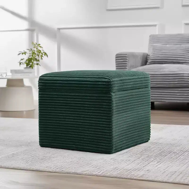 LIKEPAY Pouf/Contenitore quadrato in velluto a coste con coperchio rimovibile