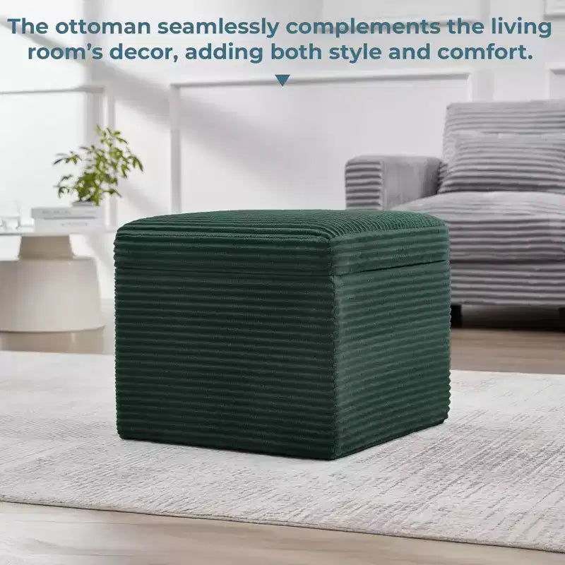 LIKEPAY Pouf/Contenitore quadrato in velluto a coste con coperchio rimovibile