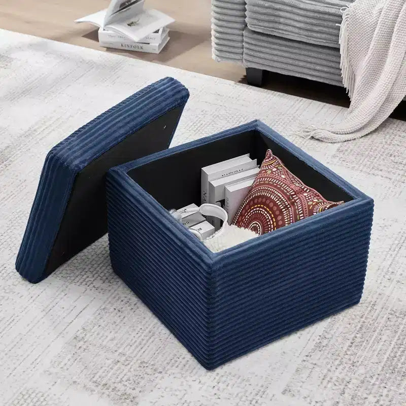 LIKEPAY Pouf/Contenitore quadrato in velluto a coste con coperchio rimovibile