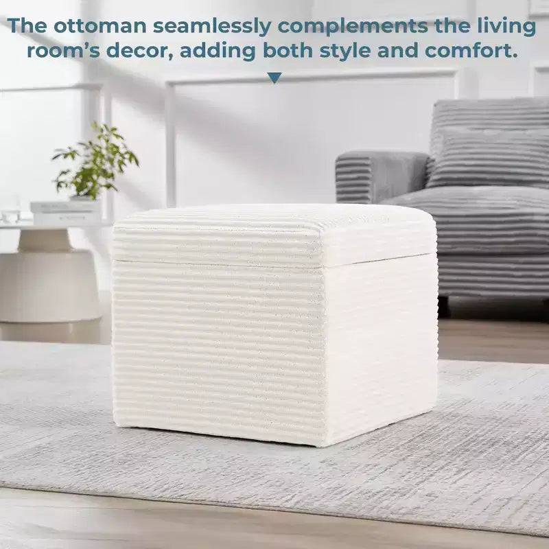 LIKEPAY Pouf/Contenitore quadrato in velluto a coste con coperchio rimovibile